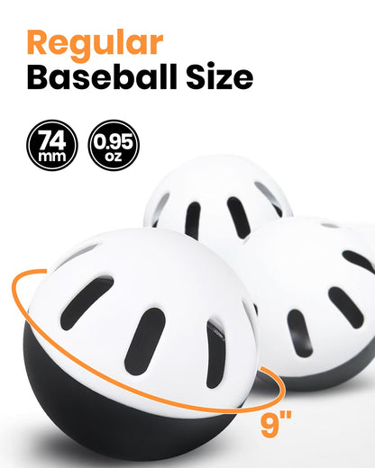 12 Counts Plastic Baseballs - Black