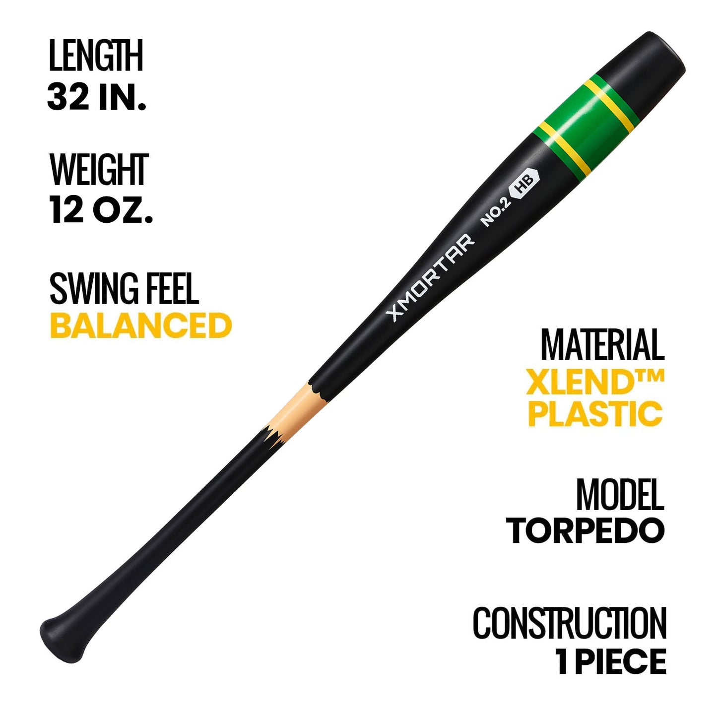 T1 Pro Plastic Torpedo Bat - Black Pencil